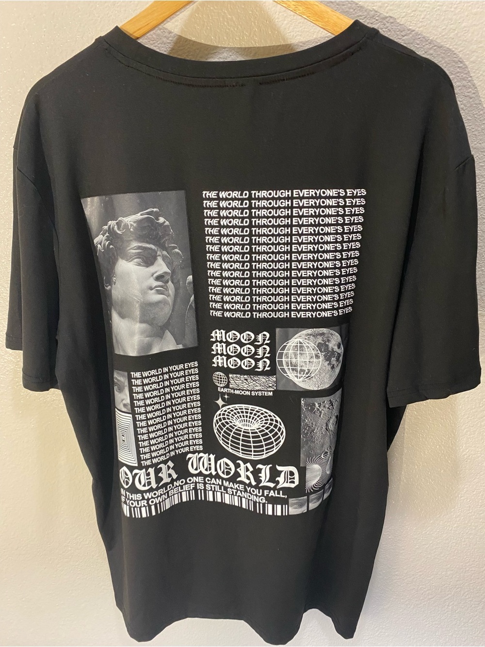 Modern Arti ROMWE Black Graphic Short Sleeve Tee with White Collage Print